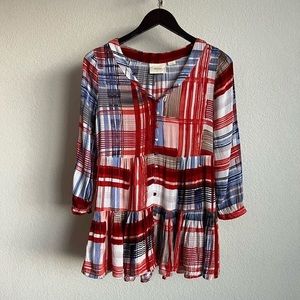 Red and blue Mauve by Anthropologie plaid top